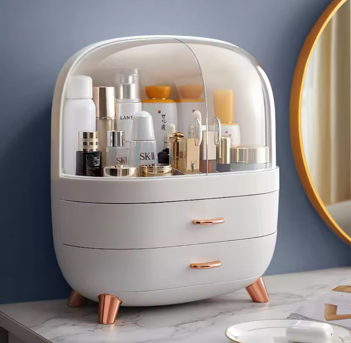 Desktop Cosmetics Storage Box With Drawers, Makeup Sundries Storage Organizer, Cosmetic Display Case, Dust Proof Storage Rack Desktop Cosmetics Storage Box With Drawers, Makeup Sundries Storage Organizer, Cosmetic Display Case, Dust Proof Storage Rack